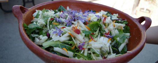 A colorful salad with produce from the PICA gardens. Photo by Andrew Blackwelder.